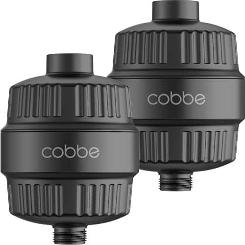 Cobbe HD HEAVY DUTY High Output Shower Filter 2 Pack – 99% REMOVAL Shower Head Filter for Hard Water, Heavy Metals, Chlorine and Harmful Substance, Improve your skin and hair - Black