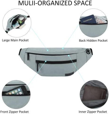 MAXTOP Large Crossbody Fanny Pack with 4-Zipper Pockets,Gifts for Enjoy Sports Festival Workout Traveling Running Casual Hands-Free Wallets Waist Pack Phone Bag Carrying All Phones