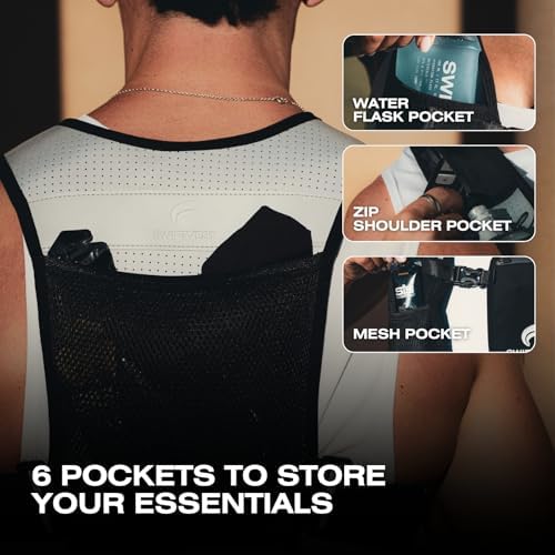 Running Phone Holder Vest with 500ml/17oz Running Vest Water Bottle | Running Water Vest | Reflective Hydration Vest | Adjustable | Light | 6 Pockets for Running Accessories | Men & Women