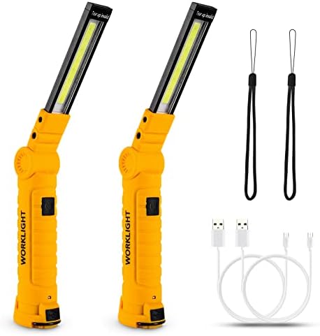Tool Gifts for Men,Rechargeable LED Work Lights 2-Pack, Magnetic Base, Christmas Gifts for Him, Dad, Handyman - 5 Lighting Modes for Car Repair, Grill, Outdoor Use