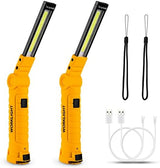 Tool Gifts for Men,Rechargeable LED Work Lights 2-Pack, Magnetic Base, Christmas Gifts for Him, Dad, Handyman - 5 Lighting Modes for Car Repair, Grill, Outdoor Use