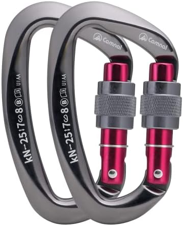 Heavy Duty Carabiner UIAA Certified Locking Carabiner 25KN (About 5620 lbs) Screw Lock Carabiner D Shape Carabiner Clip for Rock Climbing, Mountaineer, Aerial Work