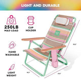 Roxy Beach Chair – Lightweight Folding Chair with Adjustable Recline and Cup Holder – Portable and Durable Chairs for Beach, Camping, or Outdoor Events