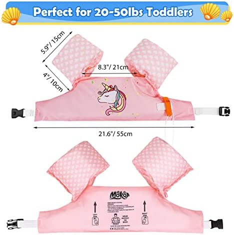 MoKo Toddler Swim Vest for Kids, 20-66 lbs, Arm Floaties with Adjustable Straps, Nylon Material, Swim Vest for Toddlers Learning to Swim