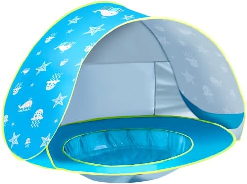 Beach Tent Toddlers Pool Tents Pop Up Portable Toys Sun shelter UV Protection Shade for Infant with Carry Bag (Blue)