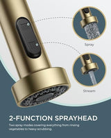 FORIOUS Gold Kitchen Faucet with Pull Down Sprayer, Stainless Steel Commercial Single Handle Classic Spring Pull Out Sink Faucet for Farmhouse Camper Laundry Utility Room