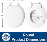 Mayfair Padded Toilet Seat, Cushioned Soft Vinyl over Wood Core Seat, Secure Hinges, Easy Clean, Round, White