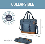 CleverMade Collapsible Insulated Cooler Bag – 30 Can Leakproof Soft Cooler for Beach, Travel, Car – Shoulder Strap, Bottle Opener – Ocean