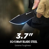 7.68" EDC Survival Knife with Fire Starter L-Y, Small EDC Full Tang Fixed Blade Knife with Sheath, Belt Clip, Full Black