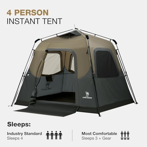 CAMEL CROWN Instant Tents for Camping 4-6 Person Tent Waterproof Easy Setup Sets Up in 60 Seconds Backpacking Tents with Carry Bag for Outdoor Hiking