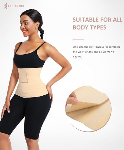 FeelinGirl Waist Trainer for Women Bandage Wrap Trimmer Belt Long Torso Tummy Wraps Belly Body Shaper Waist Trimmer Belt