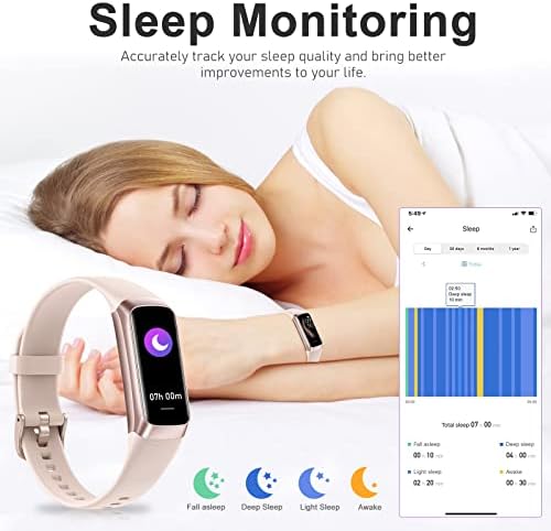 Fitness Tracker with 24/7 Heart Rate, Blood Oxygen Blood Pressure Sleep Monitor, Activity Trackers 5 ATM Waterproof,Step Calorie Counter Pedometer Health Smart Watch for Women Men Pink
