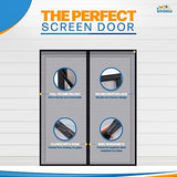 Magnetic Screen Door for 72"x80" French Door, Durable Fiberglass Double Door Screen Mesh Curtain Fits Door Opening up to 70" x79‘’ Keep Bugs Out