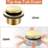 Gold Bathtub Drain Tip-Toe Tub Trim Set with Two-Hole Overflow Faceplate Bathroom Tub Drains Replacement Conversion Tub Drain Kit Assembly with Universal Fine & Coarse Thread