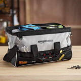 Amazon Basics Durable Wear-Resistant Tool Storage Bag with Adjustable Shoulder Strap,Portable Tool Organizer,16 in,Black & Grey,(Pack of 8)