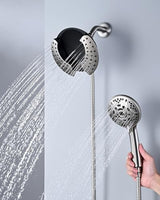 Shower Heads with Handheld Spray Combo: 7.2" Rainfall Shower Head & Handheld Shower Head 2-IN-1 Shower Head with 60" Rotatable Stainless Steel Hose Nickel, Shower Trim Systems