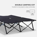 Outsunny 2 Person Folding Camping Cot for Adults, 50" Extra Wide Outdoor Portable Sleeping Cot with Carry Bag, Elevated Camping Bed, Beach Hiking, Black