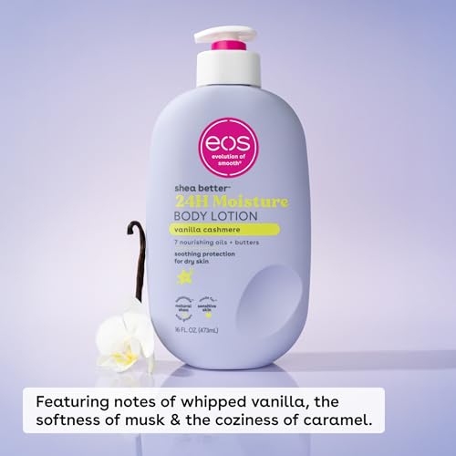 eos Shea Better Body Lotion- Vanilla Cashmere, 24-Hour Moisture Skin Care, Lightweight & Non-Greasy, Made with Natural Shea, Vegan, 16 fl oz