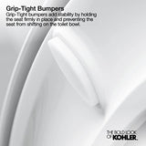 KOHLER K-4636-96 Cachet Quiet Close Elongated Toilet Seat, Slow Close Lid and Seat, Grip-Tight Bumpers and Installation Hardware, Biscuit
