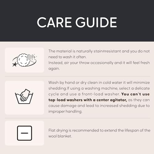 100% Wool Blanket, 48" x 62", Warm, Thick, Washable, Military Wool Blanket, Great for Camping, Outdoors, Sporting Events, Survival Kits