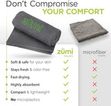 Zumi 100% Cotton Quick Dry Large Travel Towel - Soft, Thin, Compact, Highly Absorbent, Lightweight Camping Towel for Beach, Gym, Bath, Shower, Swimming, Dorm, RV - Gray