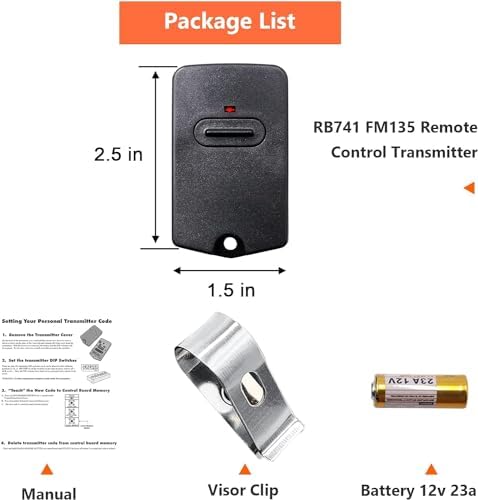 RB741 for Mighty Mule Gate Opener Remote, 318MHZ Gate Remote Control for GTO Gate Openers, 9 Dip FM135 Gate Transmitter for MM371W MM572W etc. Gate Clicker Garage Door Entry Controller (4 Pack)