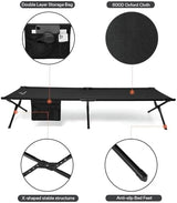 Sportneer Camping Cot: 78.3"x28.7"x14.6" Comfort Cot Bed for Camping Traveling Guest Bed, Sleeping Cots for Adults with Side Pockets & Storage Bag - Ease of Assembly, Support 330 Lbs