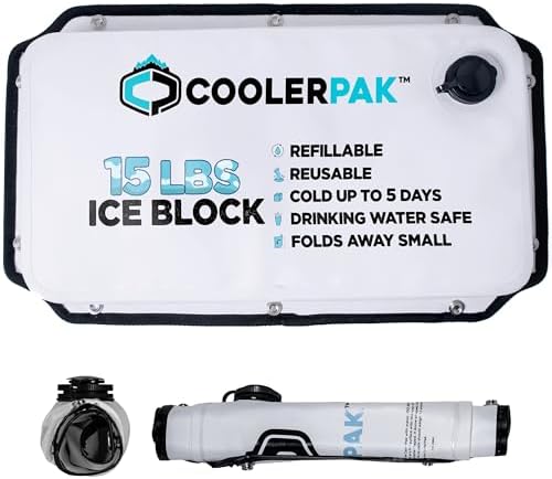 7lb, 10lb, 15lb Refillable Reusable Ice Pack – Stays Cold for Up to 5 Days – Non-Toxic, Leakproof, and Suitable for Potable Drinking Water – Built Tough, Rolls Up for Easy Storage