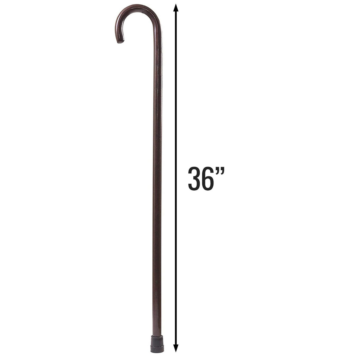 DMI Round Handle Wood Cane, Wooden Walking Cane with Rubber Tip, Durable and Warp Resistant Walnut Wooden Walking Stick, Lightweight and Strong, Holds up to 250 lbs, Made in the USA