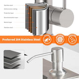 OWOFAN Kitchen Sink Faucet with Soap Dispenser, Kitchen Faucet with Pull Down Sprayer Stainless Steel Single Handle High Arc Pull Out Brushed Nickel Faucet for Bar Laundry RV Utility Sink