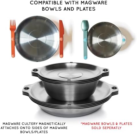 FULL WINDSOR – MAGWARE- Magnetic Camping Cutlery Set- Travel Silverware with case, Kids Lunch Box Set, Outdoor Flatware Utensils, Portable Repurposable Essentials Knife, Fork & Spoon- Turquoise (3PCS)