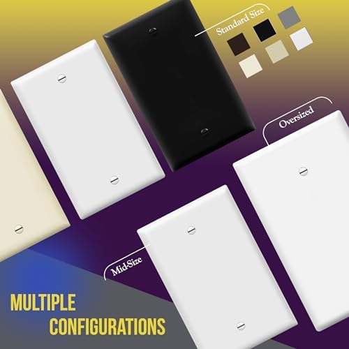 ENERLITES Oversized Blank Wall Plate, Jumbo Blank Outlet Covers, Over-Size 1-Gang 5.51" x 3.50", Unbreakable Polycarbonate Thermoplastic, UL Listed, 8801O-W-10PCS, Gloss Finish, White (10 Pack)