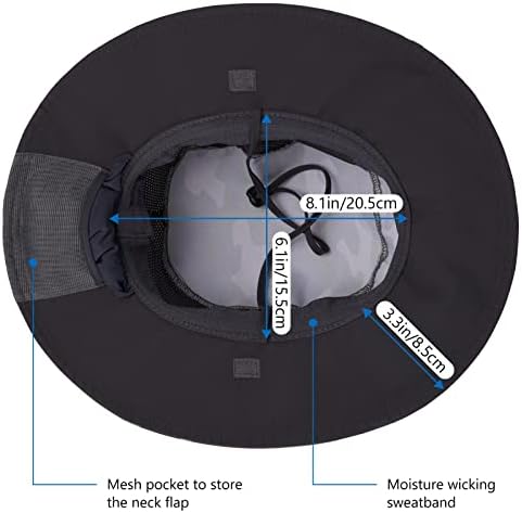 BASSDASH UPF 50+ Sun Fishing Hat Water Resistant with Detachable Neck Flap