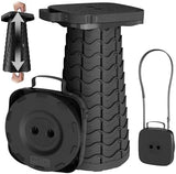 2025 Upgraded Portable Folding Stool, Collapsible Stool, Telescoping Camping Stool with Max Load Capacity 485lbs, Square Retractable Seat for Camping Gardening Fishing Hiking BBQ[Black]