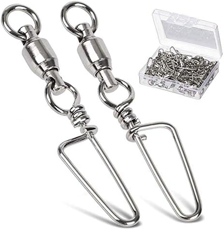 AMYSPORTS High Strength Fishing Snap Swivels Ball Bearing Swivels Stainless Fishing Swivels Saltwater Corrosion Resistance Barrel Swivel for Freshwater Fishing