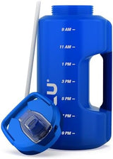 ZULU Goals Large Water Bottle Jug with Time Marker & Handle for All Day Hydration | Silicone Soft Straw with Locking Leak-Proof Lid | For Gym, Camping, Workout, and Outdoors | BPA-Free | 64oz, 128oz