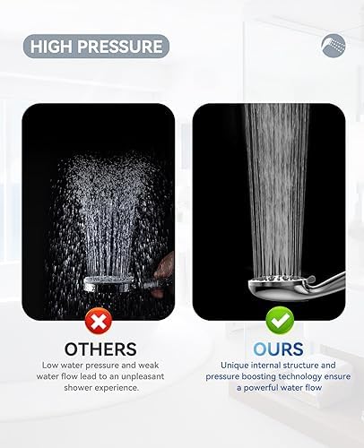 JDO Shower Head with Handheld, High Pressure Handheld Shower Head 9 Settings, Detachable Shower Head Set with Stainless Steel Hose and Shower Bracket (Chrome)