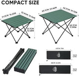 Portable Folding Camping Table, Small Compact Aluminum Beach Picnic Table, Lightweight Collapsible Outdoor Camp Tables That Folds & Rolls Up, Beach Gear Essentials Camp Accessories, Sylvan Green