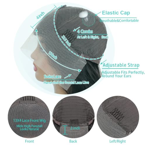 24Inch Deep Wave Lace Front Wigs Human Hair-13x4 HD Transparent Deep Wave Frontal Wigs Human Hair Glueless Curly Wigs for Women 200% Density Curly Lace Front Wigs Human Hair Pre Plucked with Baby Hair