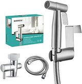 BARROCK Handheld Bidet Sprayer for Toilet, Stainless Steel Metal Made Baby Cloth Diaper Spraying Kit, Bathroom Toilet Bidet Attachment Set for Bathing Pets and Feminine Hygiene, Brushed Nickel