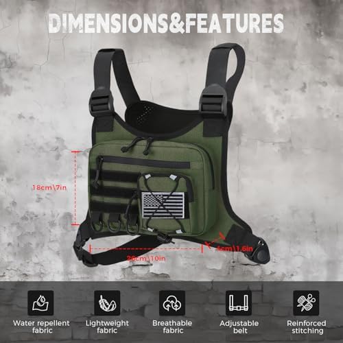 Outdoor Sports Chest Bag for Men, Chest Vest Holster Fits Most Pistols, EDC Travel Chest Pack for Running, Hiking