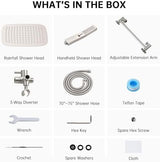 G-Promise All Metal 12 Inch Dual Shower Head with Handheld Combo, Rain Shower Head, Adjustable Extension Arm, Smooth 3-Way Diverter, 71 Inch Extra Long Hose - A Bathroom Upgrade(Brushed Nickel)