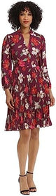 Maggy London Women's V-Neck Pleated Skirt Dress Career Workwear Desk to Dinner Event Party Guest of