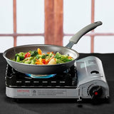 Chef Master 15,000 BTU Portable Butane Camping Stove COMBO with 4 x 8oz. Butane Fuel Canister, Double Wind-Guard Portable Stove Burner for Emergency, Road Trip, Backpacking & Camping Essential - 90019