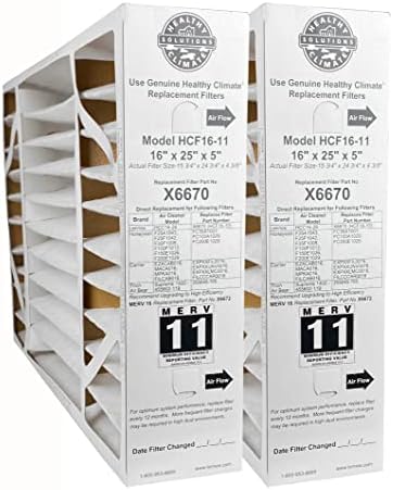 Lennox X6670 - (2-Pack) Healthy Climate 16" x 25" x 5" OEM HCF16-11 Air Filter, MERV 11