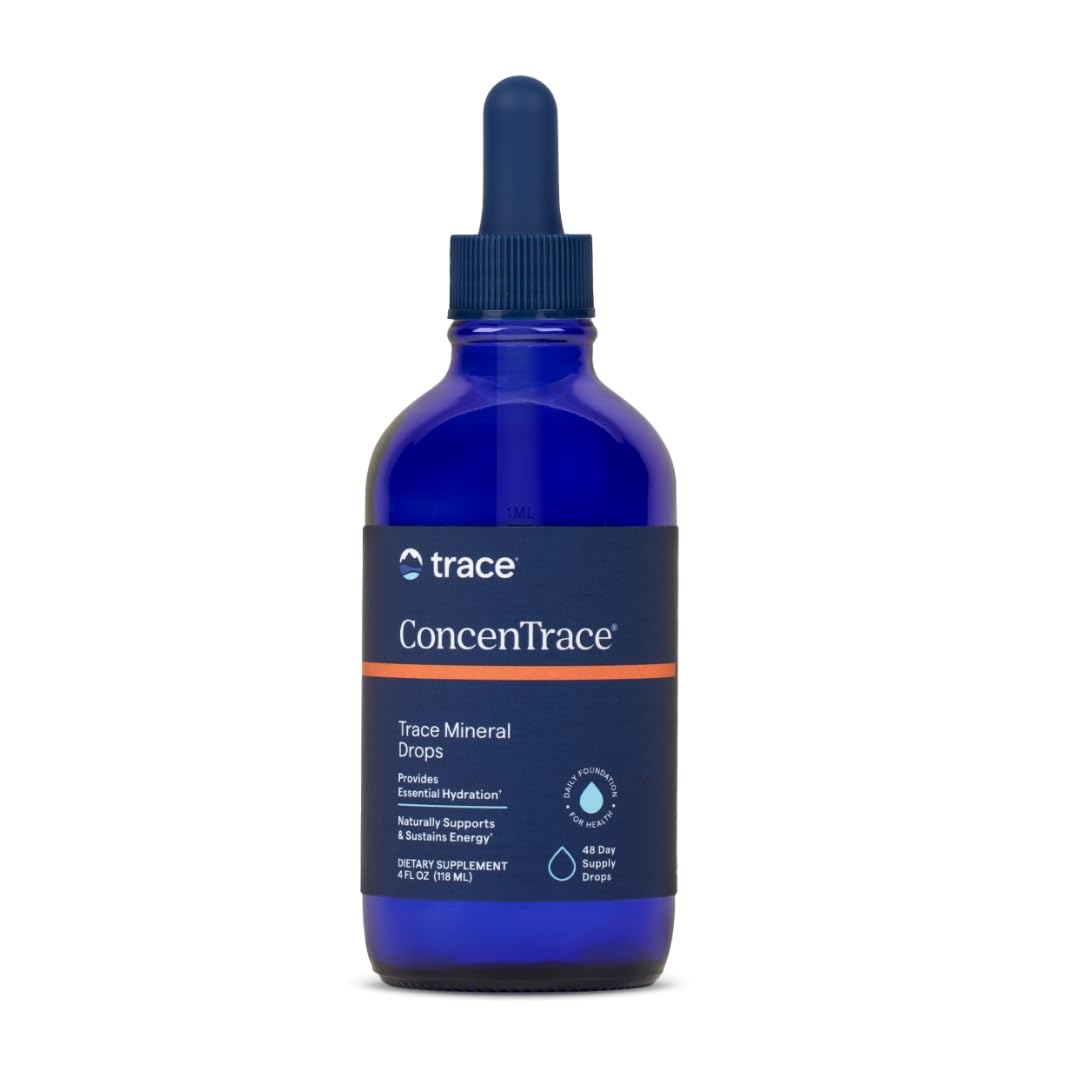 Trace Minerals ConcenTrace Trace Mineral Drops - Liquid Supplement for Bone & Joint Support - Aids Hydration & Electrolyte Restoration - Unflavored, 4 fl oz (48 Servings)