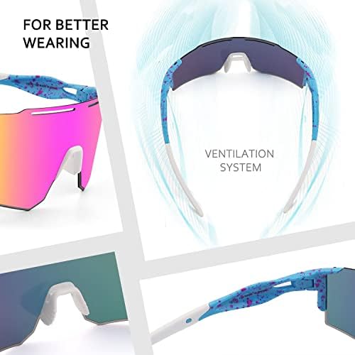 Ukoly Cycling Sunglasses for Men Women with 3 Interchangeable Lenses, Polarized Sports Sunglasses, Baseball Sunglasses