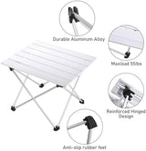 Tesouro Portable Camping Table,Folding Side Table Aluminum Top for Outdoor Cooking, Hiking, Travel, Picnic (Small, Sliver)