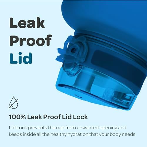 Hydracy Water Bottle with Time Marker -Large BPA Free Water Bottle & No Sweat Sleeve -Leak Proof Gym Bottle with Fruit Infuser Strainer & Times to Drink -Ideal for Fitness Sports & Outdoors