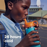 HYDRO FLASK Kids Water Bottle Jr. Stainless Steel Insulated With Straw Cap for Water, Milk, Juice, School, Camp, Sport, Play and Lunch, Easy to Clean, Leak-Resistant